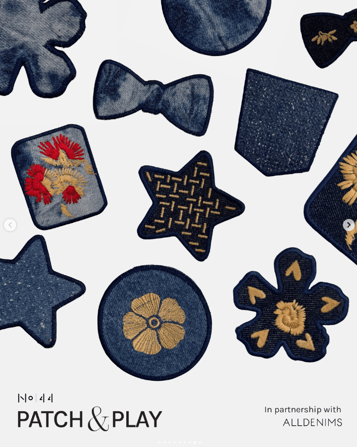 ALLDENIMS denim remnant patches stitched for luxury repair kit